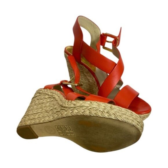 Michael Michael Kors Giovanna Leather Wedge Sandals – Mandarin – Size 8.5 - Picture 8 of 10